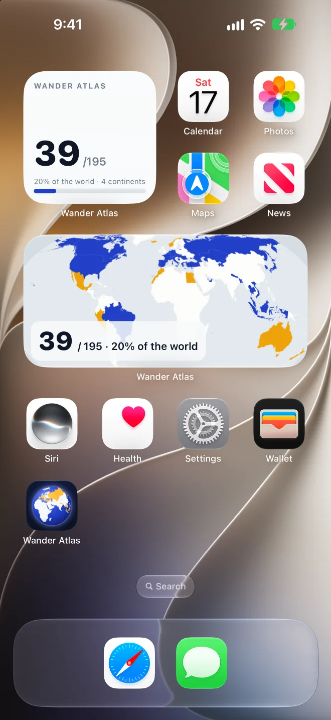 Home Screen widgets with the map and count