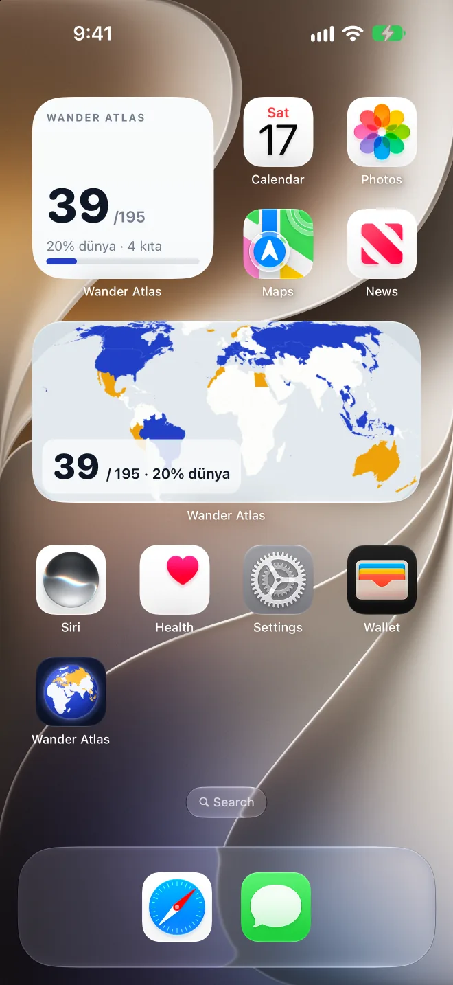 Harita ve sayaçlı Ana Ekran widget’ları